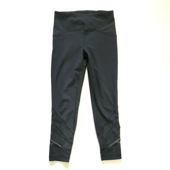 Lululemon Motionful 7/8 High Rise Mesh Cutout 25" Tight Black Leggings Pant 8